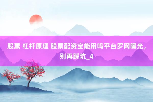 股票 杠杆原理 股票配资宝能用吗平台罗网曝光，别再踩坑_4