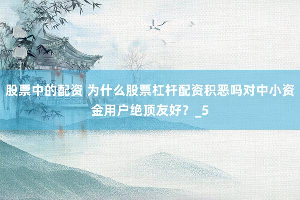 股票中的配资 为什么股票杠杆配资积恶吗对中小资金用户绝顶友好？_5