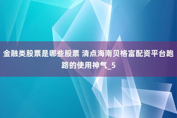 金融类股票是哪些股票 清点海南贝格富配资平台跑路的使用神气_5