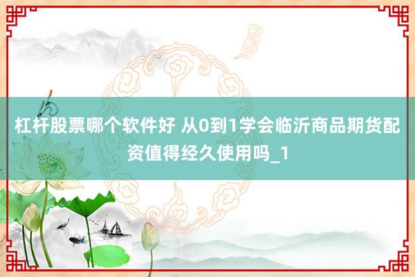 杠杆股票哪个软件好 从0到1学会临沂商品期货配资值得经久使用吗_1