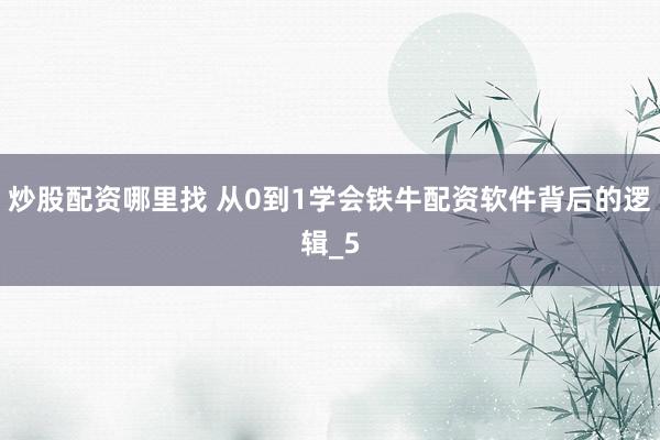 炒股配资哪里找 从0到1学会铁牛配资软件背后的逻辑_5