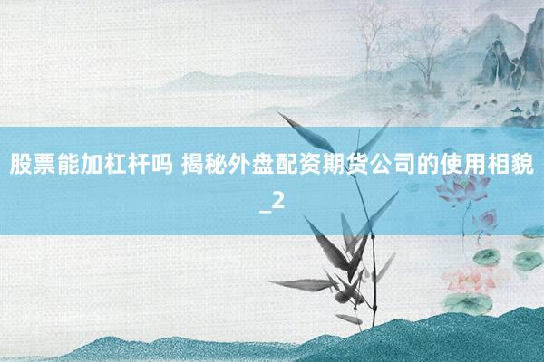 股票能加杠杆吗 揭秘外盘配资期货公司的使用相貌_2