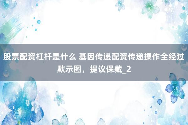股票配资杠杆是什么 基因传递配资传递操作全经过默示图，提议保藏_2