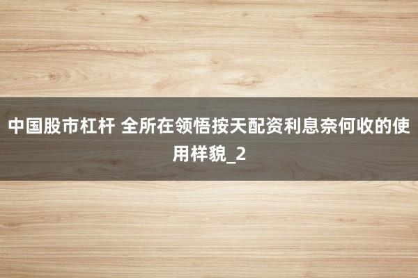 中国股市杠杆 全所在领悟按天配资利息奈何收的使用样貌_2