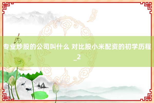 专业炒股的公司叫什么 对比股小米配资的初学历程_2