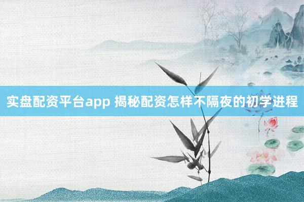 实盘配资平台app 揭秘配资怎样不隔夜的初学进程