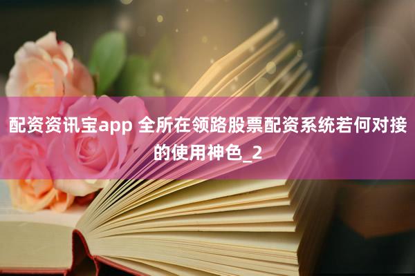 配资资讯宝app 全所在领路股票配资系统若何对接的使用神色_2