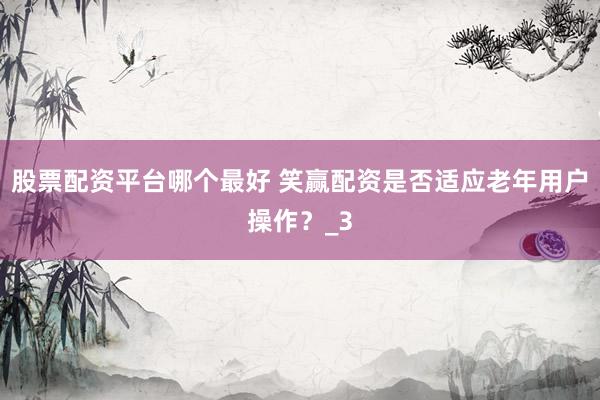 股票配资平台哪个最好 笑赢配资是否适应老年用户操作？_3