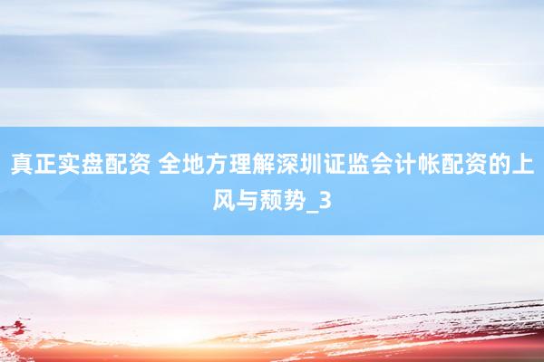 真正实盘配资 全地方理解深圳证监会计帐配资的上风与颓势_3