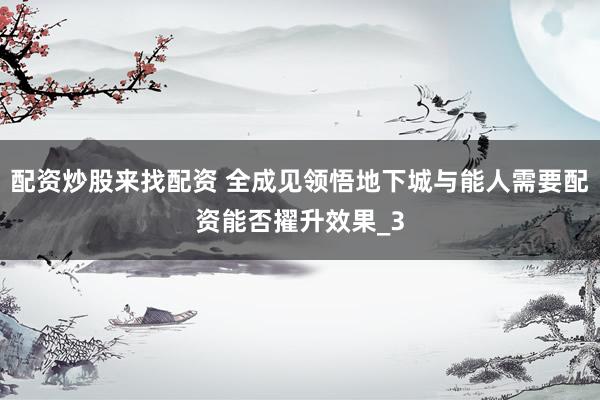配资炒股来找配资 全成见领悟地下城与能人需要配资能否擢升效果_3