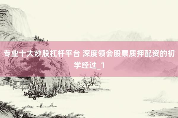 专业十大炒股杠杆平台 深度领会股票质押配资的初学经过_1