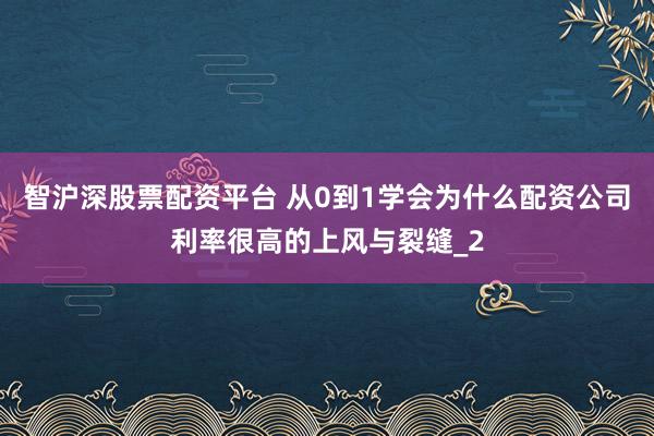 智沪深股票配资平台 从0到1学会为什么配资公司利率很高的上风与裂缝_2