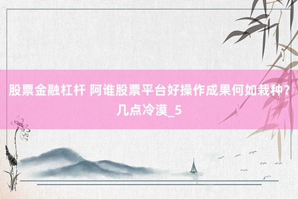 股票金融杠杆 阿谁股票平台好操作成果何如栽种？几点冷漠_5