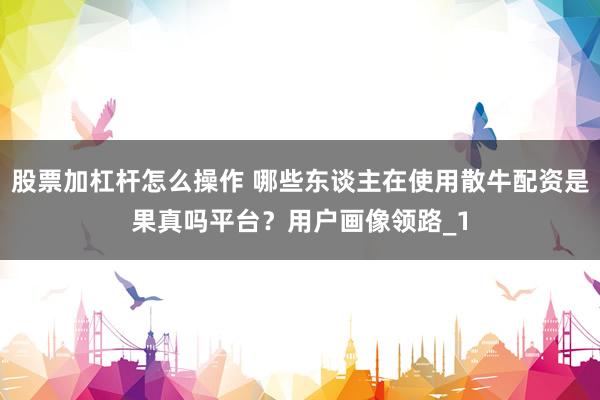 股票加杠杆怎么操作 哪些东谈主在使用散牛配资是果真吗平台？用户画像领路_1