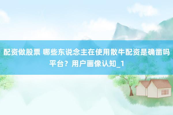 配资做股票 哪些东说念主在使用散牛配资是确凿吗平台?用户画像认知_1