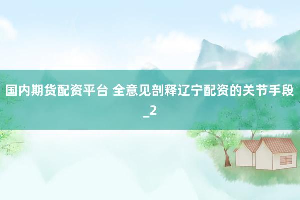 国内期货配资平台 全意见剖释辽宁配资的关节手段_2