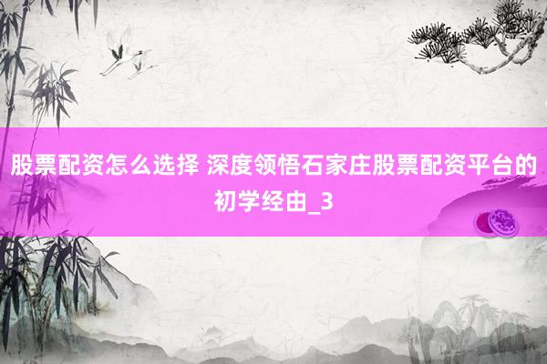 股票配资怎么选择 深度领悟石家庄股票配资平台的初学经由_3