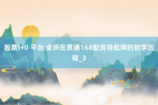 股票t+0 平台 全所在贯通168配资导航网的初学历程_3