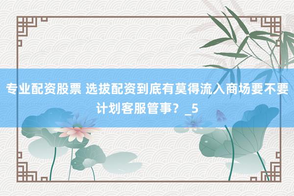 专业配资股票 选拔配资到底有莫得流入商场要不要计划客服管事?_5