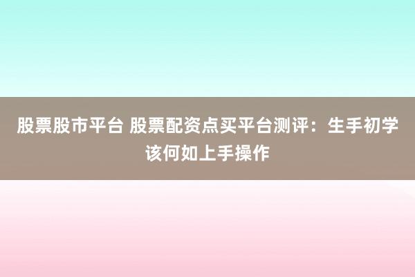 股票股市平台 股票配资点买平台测评：生手初学该何如上手操作