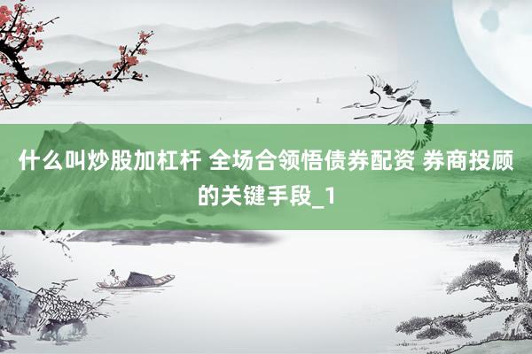 什么叫炒股加杠杆 全场合领悟债券配资 券商投顾的关键手段_1