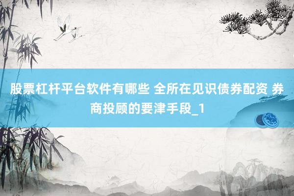 股票杠杆平台软件有哪些 全所在见识债券配资 券商投顾的要津手段_1