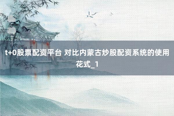 t+0股票配资平台 对比内蒙古炒股配资系统的使用花式_1