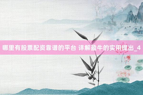 哪里有股票配资靠谱的平台 详解盈牛的实用提出_4