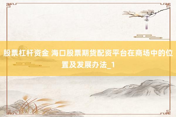股票杠杆资金 海口股票期货配资平台在商场中的位置及发展办法_1