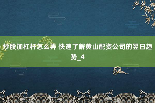 炒股加杠杆怎么弄 快速了解黄山配资公司的翌日趋势_4