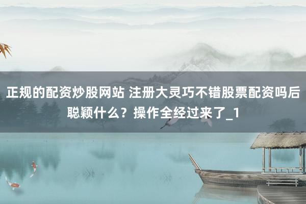 正规的配资炒股网站 注册大灵巧不错股票配资吗后聪颖什么？操作全经过来了_1
