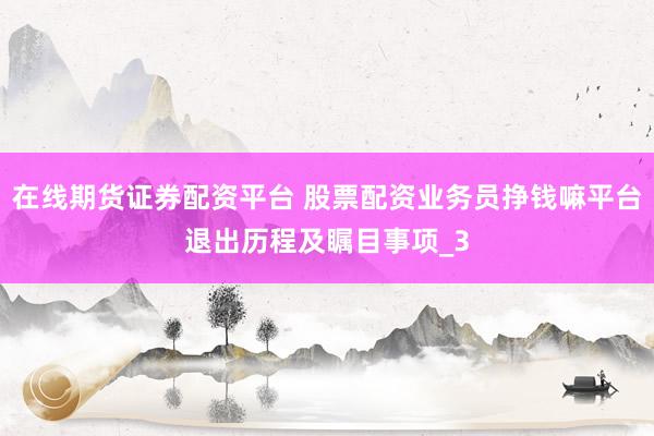 在线期货证券配资平台 股票配资业务员挣钱嘛平台退出历程及瞩目事项_3