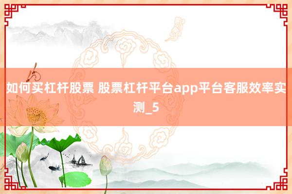 如何买杠杆股票 股票杠杆平台app平台客服效率实测_5