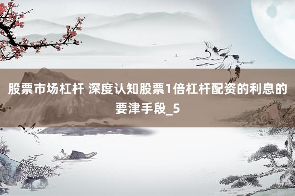 股票市场杠杆 深度认知股票1倍杠杆配资的利息的要津手段_5